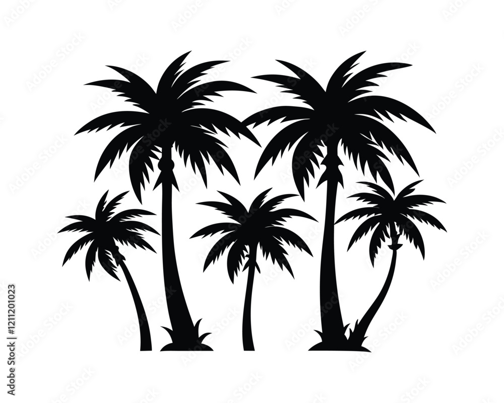 Obraz premium Palm Tree Silhouette Icon for Travel and Summer Themes