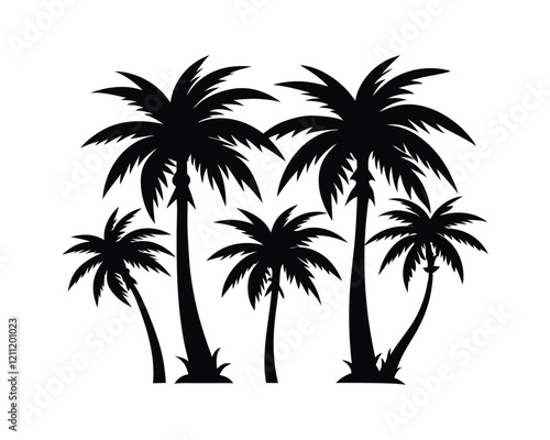 Palm Tree Silhouette Icon for Travel and Summer Themes