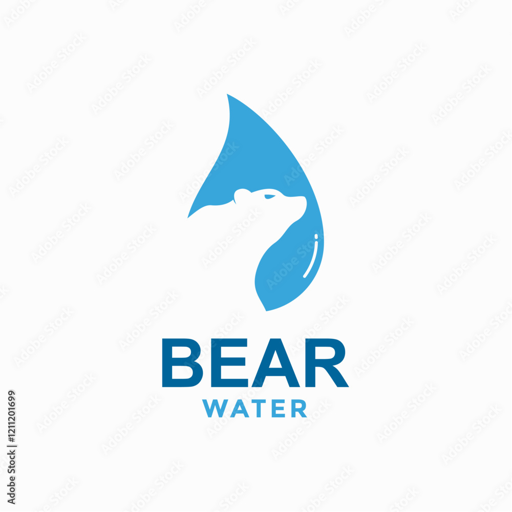 Fototapeta premium bear water simple logo in negative space 