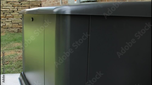 Close Up Slider move of a newly installed Whole Home Generator