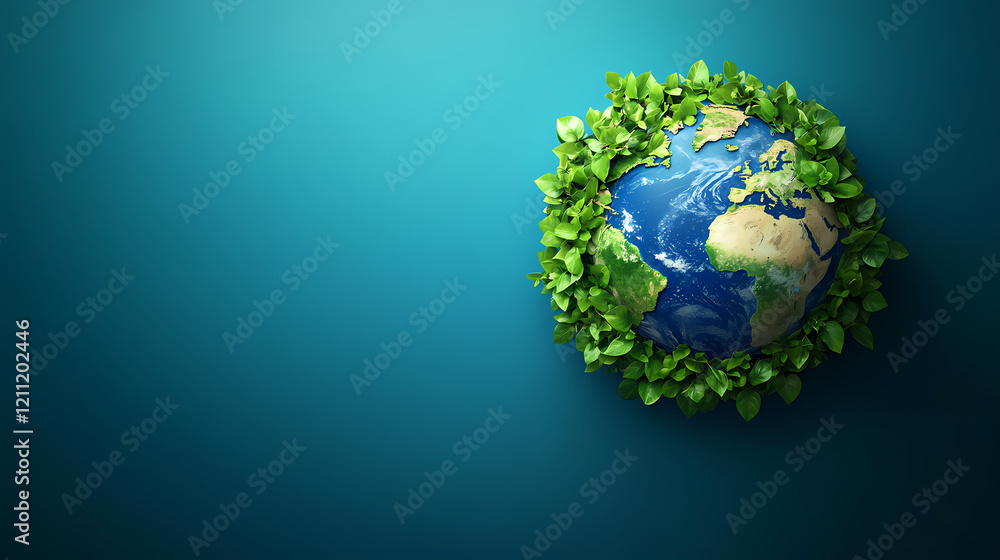 Eco-Friendly Design with Green Plants Surrounding the Earth Eco-Friendly Design with Green Plants Surrounding the Earth