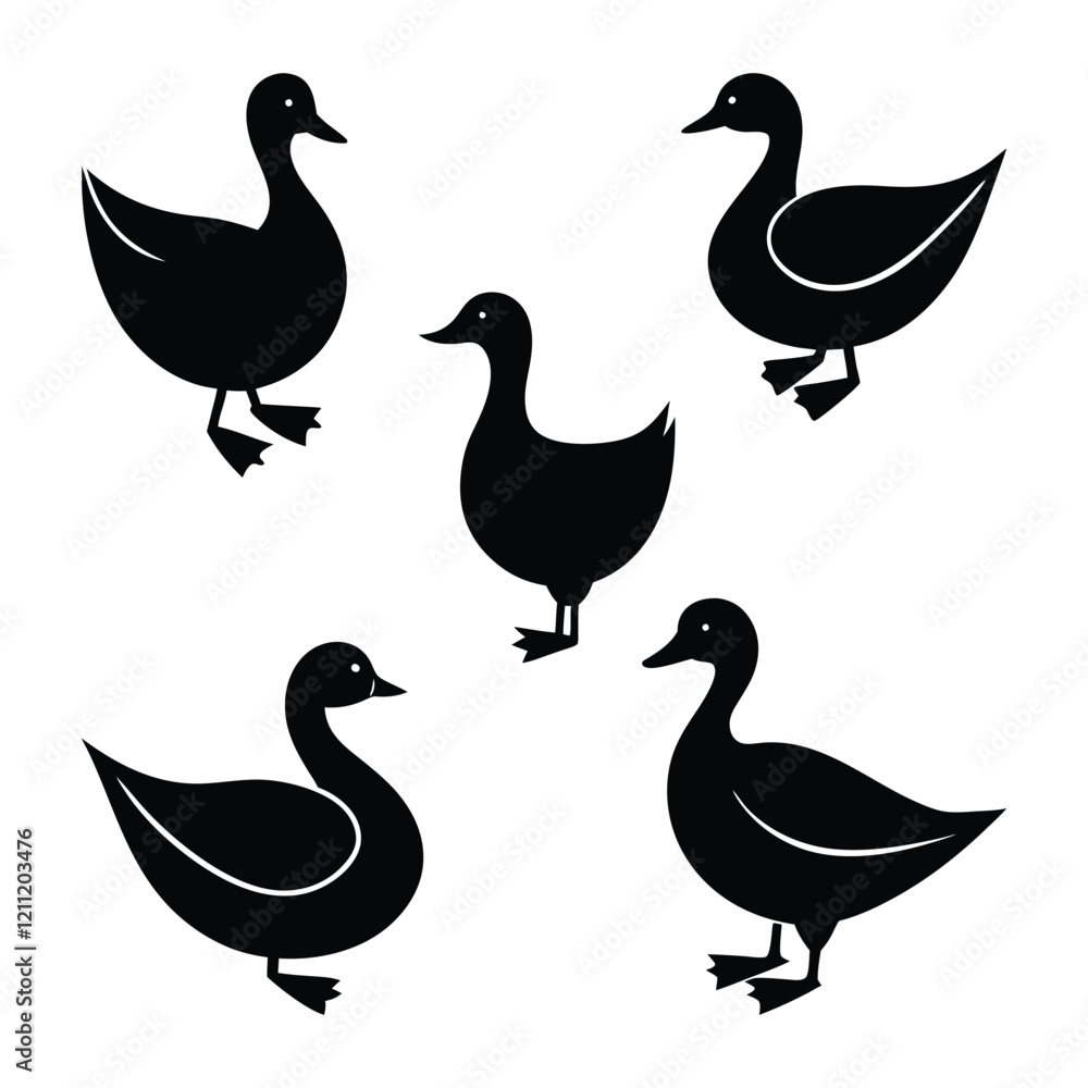 Fototapeta premium Minimalistic Duck Clipart for Nature Illustrations