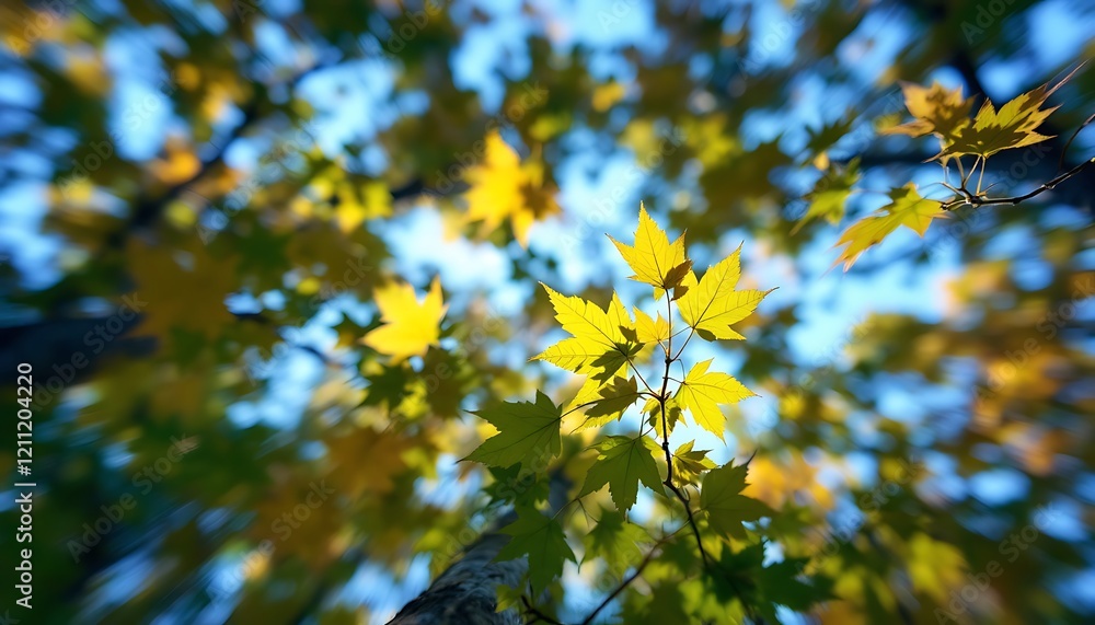 Golden Maple Leaves: A Sunlit Autumn Impression Golden Maple Leaves: A Sunlit Autumn Impression