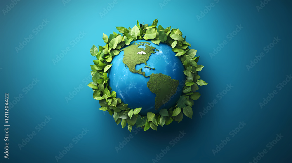 Eco-Friendly Design with Green Plants Surrounding the Earth Eco-Friendly Design with Green Plants Surrounding the Earth