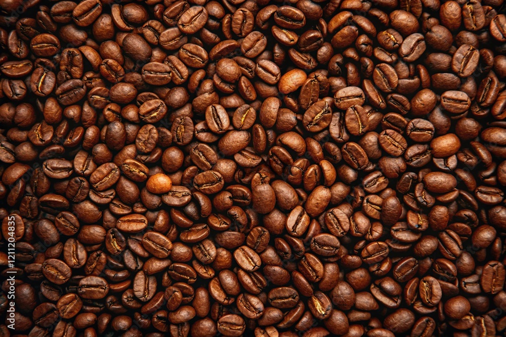Naklejka premium Close-Up of Freshly Roasted Coffee Beans