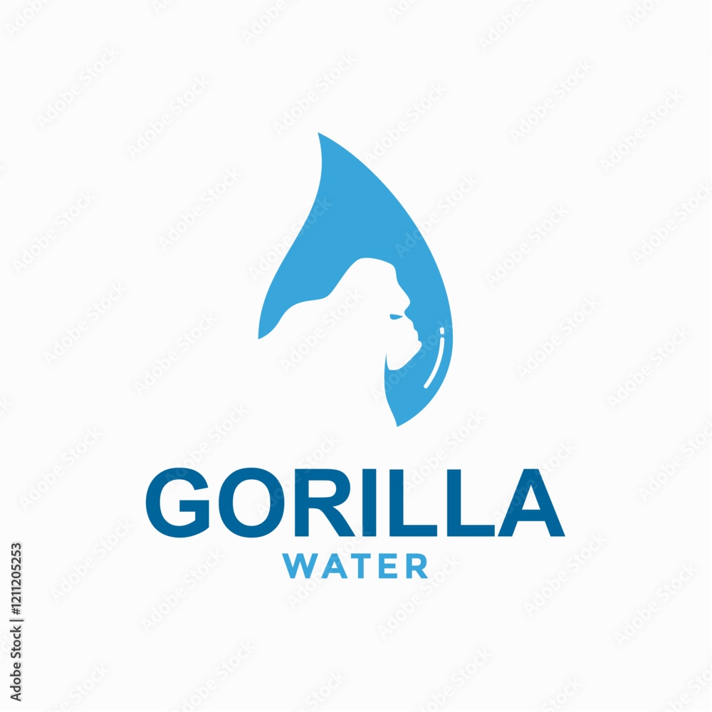 Fototapeta premium gorilla water simple logo in negative space 