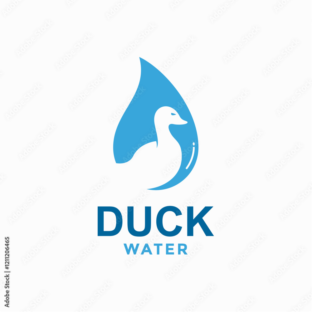 Fototapeta premium duck water simple logo in negative space 