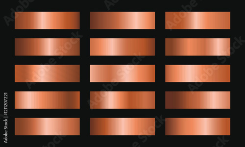 Set of bronze metallic gradient template design on black background collection.bronze gradient square horizontal banner design decoration