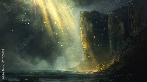 Wallpaper Mural Enchanted Cliffs: A Celestial Seascape Torontodigital.ca