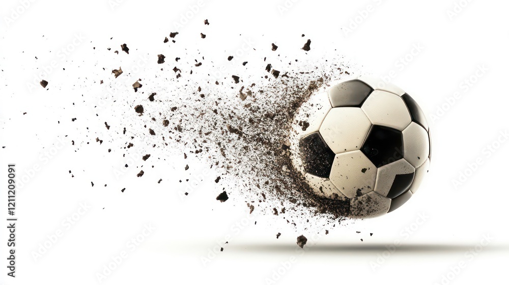 Naklejka premium Falling Soccer ball, Football, isolated on white background, full depth of field