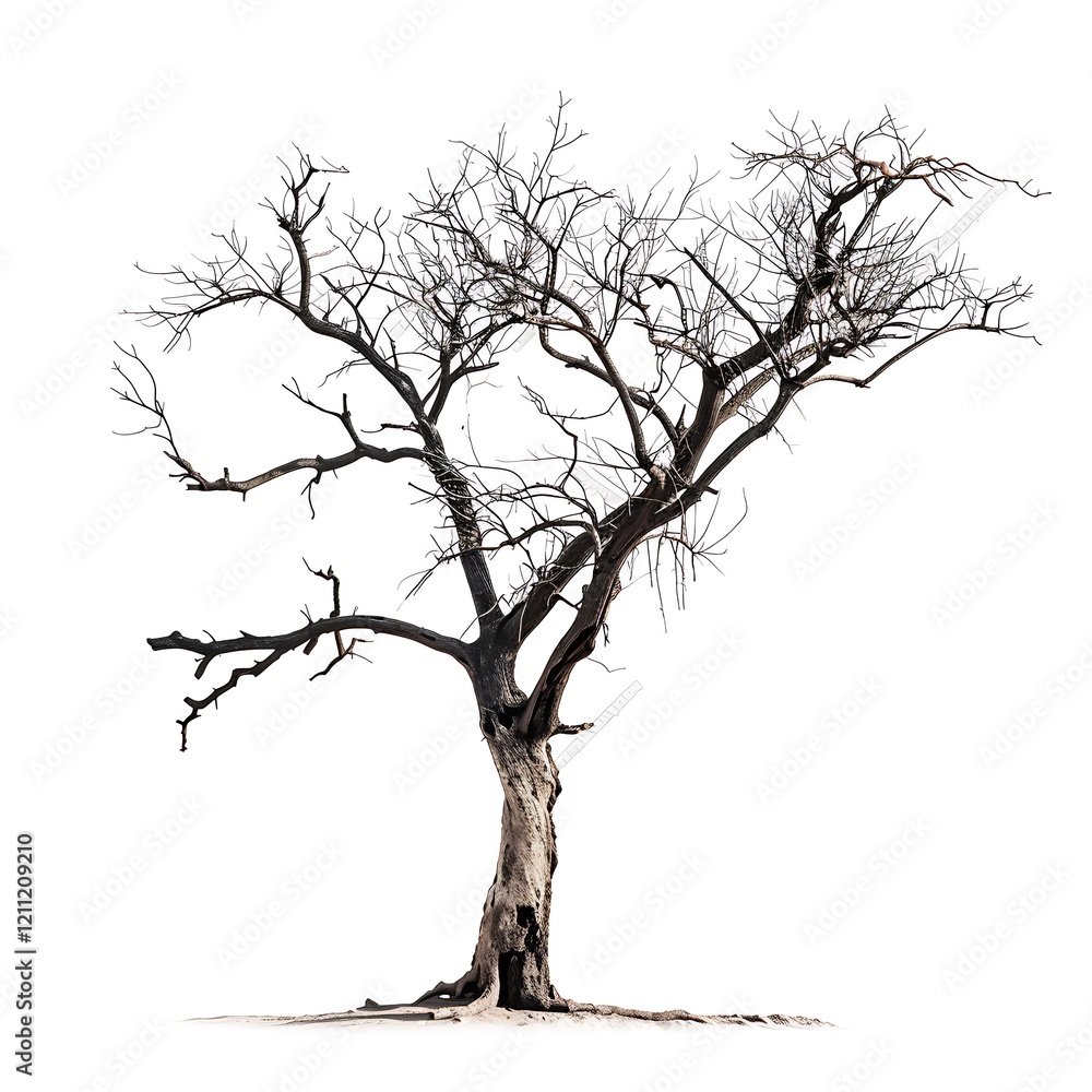 Single old and dead tree on white background Single old and dead tree on white background
