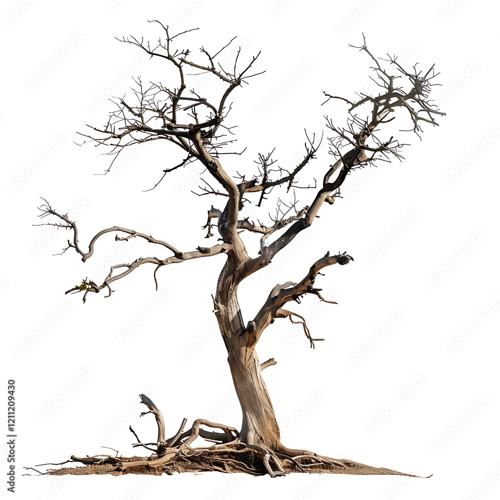 Single old and dead tree isolated on white background Single old and dead tree isolated on white background