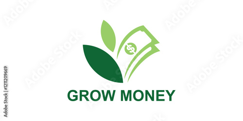 logo design grow money,finance,business,eco,leaf,symbol,icon,idea.creative.