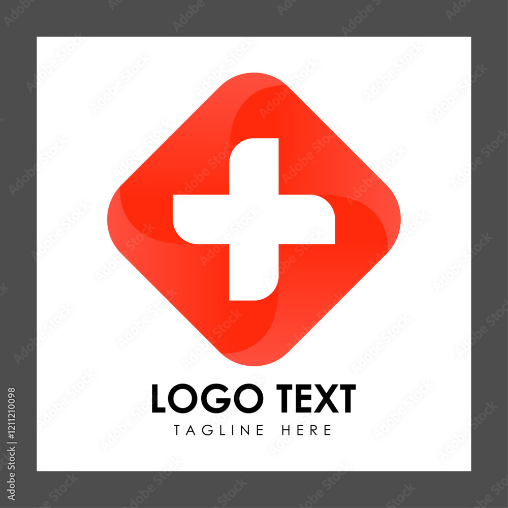 A red diamond-shaped logo featuring a white cross in the center A red diamond-shaped logo featuring a white cross in the center