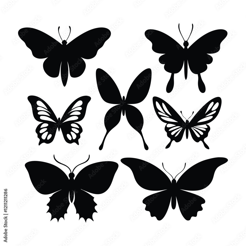 Variety of Butterfly Silhouette Designs for Art Projects Variety of Butterfly Silhouette Designs for Art Projects