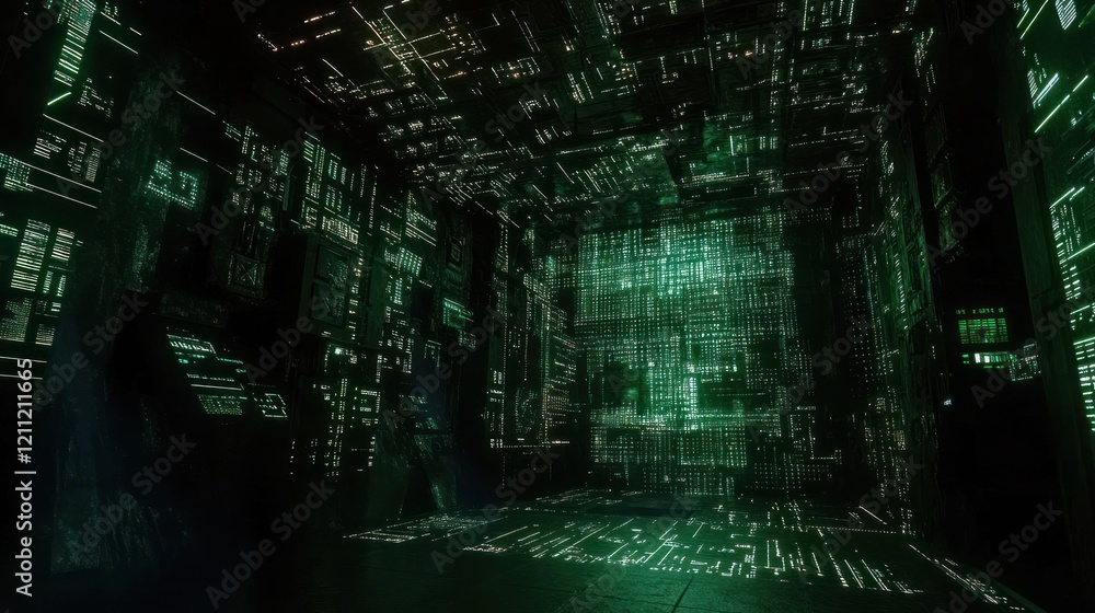 Digital Matrix: A Glowing Green Cyber Space Digital Matrix: A Glowing Green Cyber Space