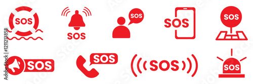 sos icon set. SOS Emergency icon collection