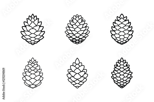 pine cone icon line art vector illustration