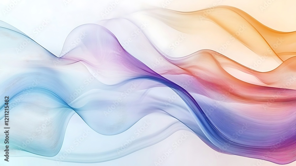 Abstract Colorful Waves Flowing Gracefully Across White Background Abstract Colorful Waves Flowing Gracefully Across White Background