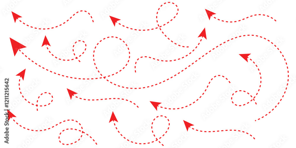 Curved dotted arrow. Zigzag arrow stripes design with dotted lines. eps 10. Curved dotted arrow. Zigzag arrow stripes design with dotted lines. eps 10.