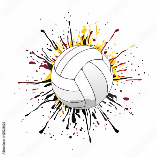 Volleyball color grunge symbol vector illustration (2)