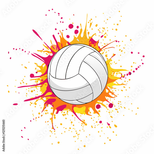 Volleyball color grunge symbol vector illustration (4)