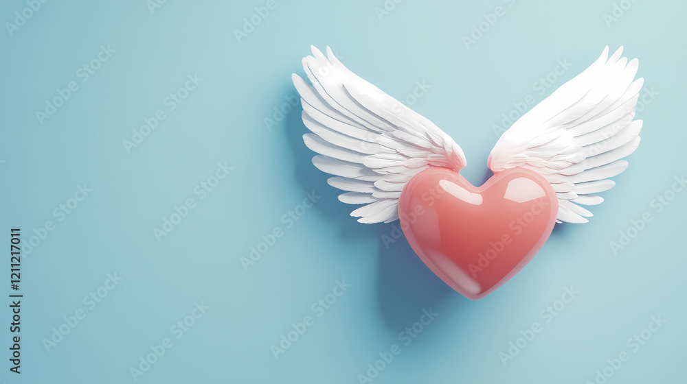 Romantic Heart Design with Angel Wings Romantic Heart Design with Angel Wings