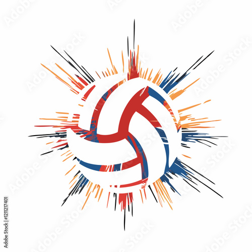 Grunge color volleyball symbol background vector illustration (1)