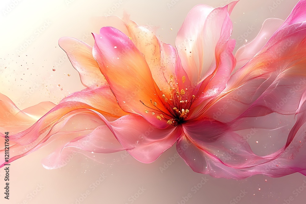 Delicate Pink and Orange Flower Abstract Art Delicate Pink and Orange Flower Abstract Art