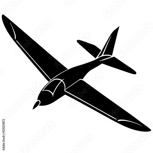 Graceful Glider Silhouette on White