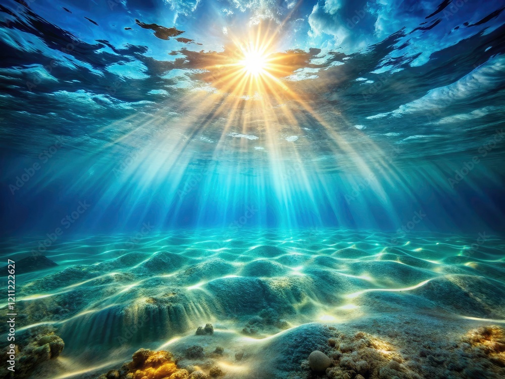 Sunbeams Ocean Floor Underwater Sunlight Rays Seabed Marine Life Coral Reef Aquatic Scene Sunbeams Ocean Floor Underwater Sunlight Rays Seabed Marine Life Coral Reef Aquatic Scene