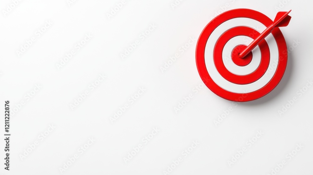 Red and White Target with Arrow on Clean Background for Business Success and Goal Achievement Concepts Red and White Target with Arrow on Clean Background for Business Success and Goal Achievement Concepts
