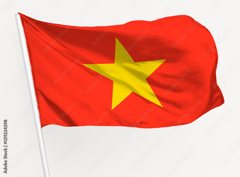 Waving Vietnamese flag, national symbol graphic Waving Vietnamese flag, national symbol graphic