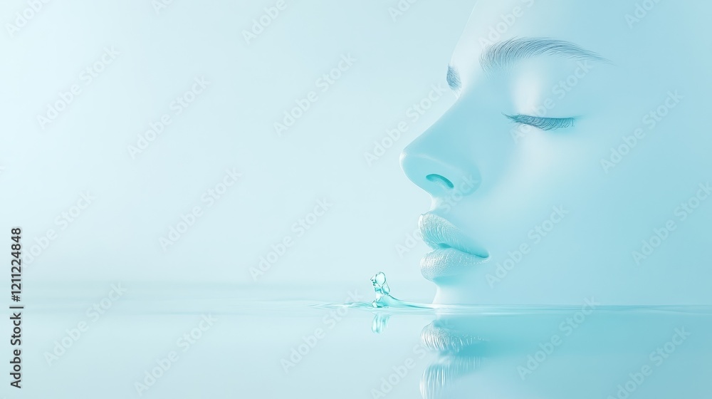 Serene woman's portrait, expressive face against a vibrant blue backdrop woman Serene woman's portrait, expressive face against a vibrant blue backdrop woman