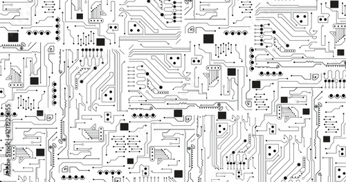 High tech technology geometric stock illustration. Circuit technology background with hi-tech digital data connection system and computer electronic design. 