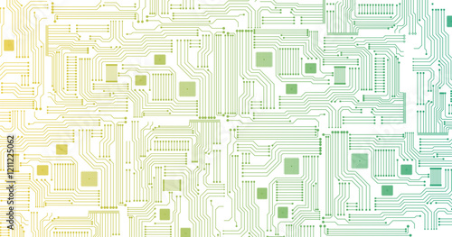 Technology background with hi-tech digital data connection system. electronic design. Green electronic circuit board design