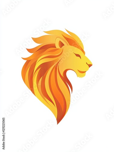 Wallpaper Mural Lion logo in vector style with orange and yellow colors, fire effect, minimalistic lines, and simple shapes on a white background Torontodigital.ca