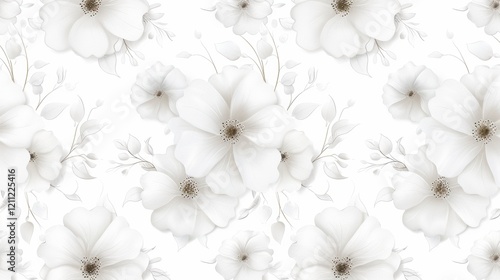 Elegant floral pattern with delicate white flowers and leaves