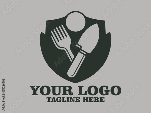 A shield displays crossed cutlery wheat and Food safety eat safe, live well food safety shield vector guardian of Good food safety shield logo the safety seal food safety shield design