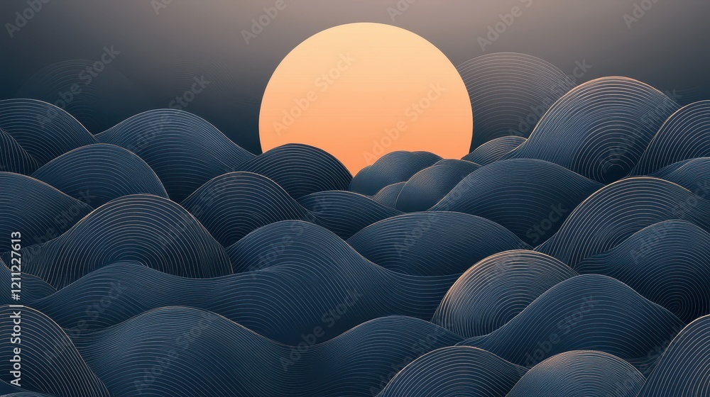 Obraz premium Sunset over ocean waves coastal landscape abstract art tranquil environment aerial view serene concept for relaxation