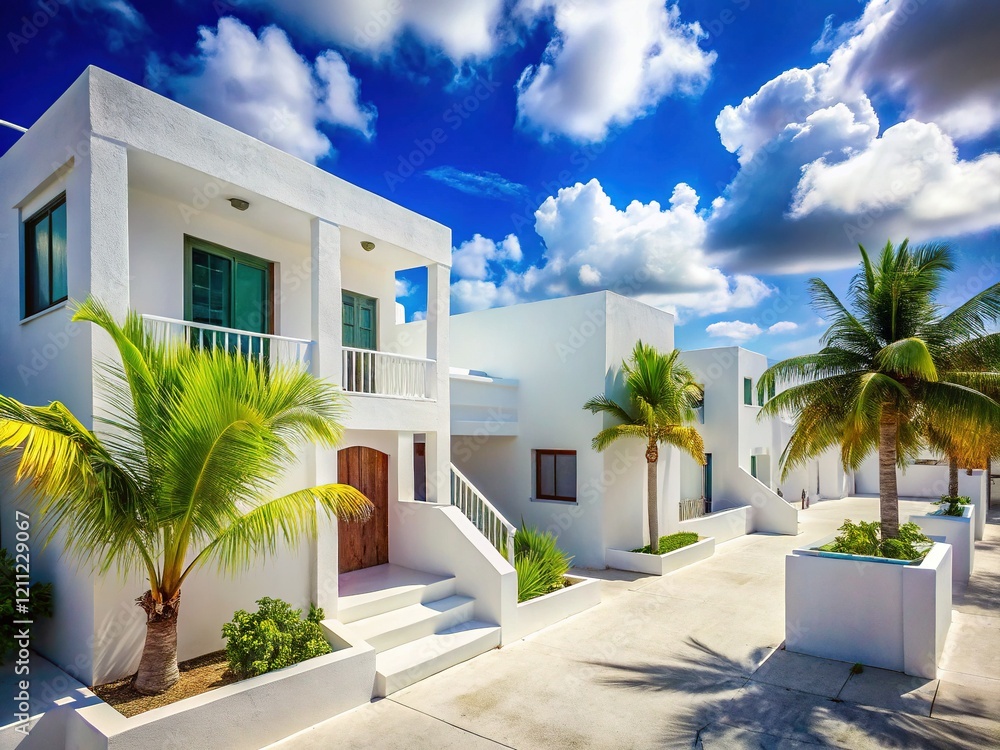 Fototapeta premium Belize White Map: Architectural Photography of Pristine Caribbean Structures