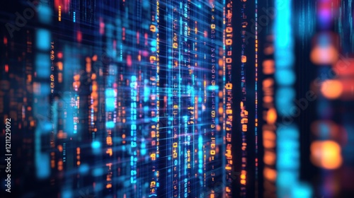 Wallpaper Mural Digital Stream: Abstract Visualization of Data Flow and Binary Code Torontodigital.ca