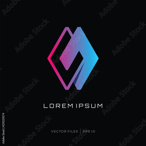stacked UN NU or CN NC monogram simple design logo
