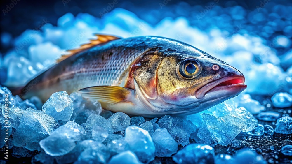 Fototapeta premium Fresh Seafood: Close-up of Fish on Ice - Stock Photo