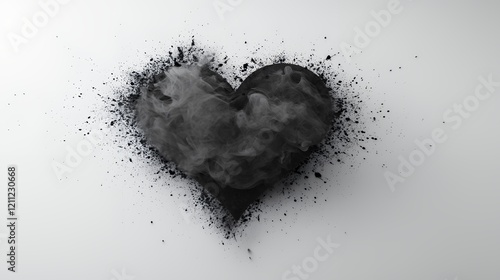 Abstract Heart of Dark Smoke and Ash: A Melancholic Visual