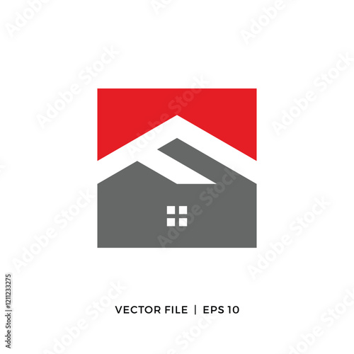 Simple logo design of letter F and house roof