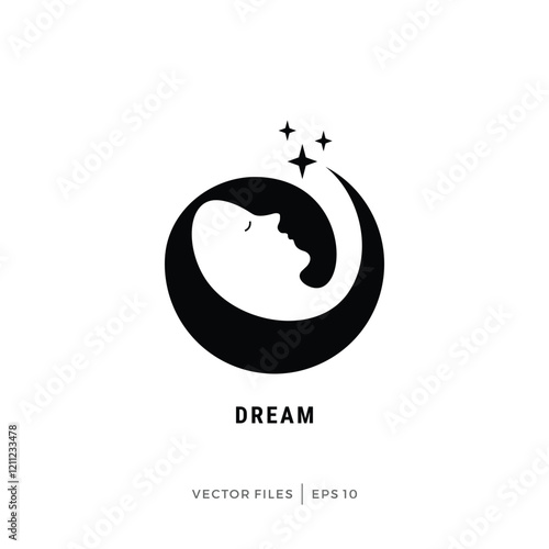simple logo design of people sleeping and dreaming