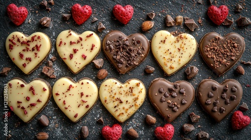 Sweets for Valentine's Day. Marzipan hearts.