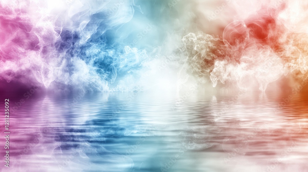 Obraz premium Floating hues blending abstract serenity tranquil waters digital art colorful environment artistic viewpoint