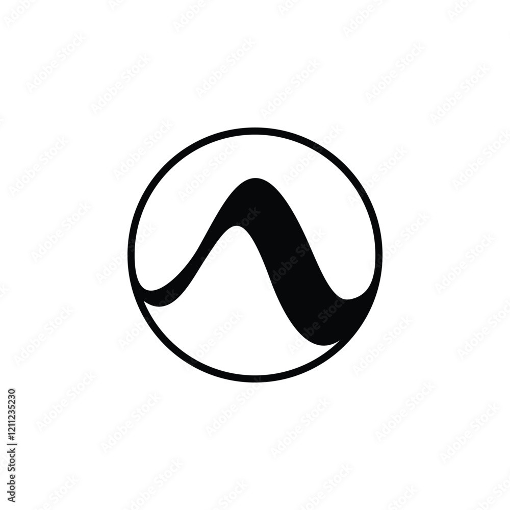 simple logo design with the initials A in a wave shape inside a circle simple logo design with the initials A in a wave shape inside a circle